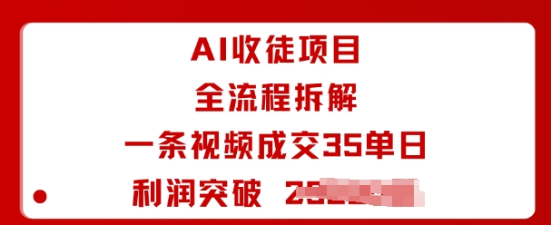 AI收徒项目全流程拆解一条视频成交35单日利润突破1k+-创领云聚