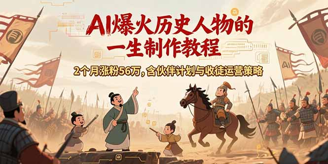 AI历史人物赛道课程，2个月涨粉56万，含伙伴计划与收徒运营策略-创领云聚
