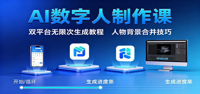 AI数字人制作课：双平台无限次生成教程，人物背景合并技巧-创领云聚