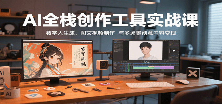 AI全栈创作工具实战课：数字人生成、图文视频制作与多场景创意内容变现-创领云聚