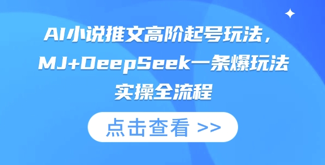 AI小说推文高阶起号玩法，MJ+DeepSeek一条爆玩法实操全流程-创领云聚