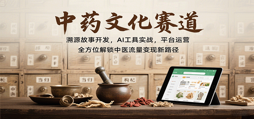 中药文化赛道：溯源故事开发，AI工具实战，平台运营，全方位解锁中医流量变现新路径-创领云聚