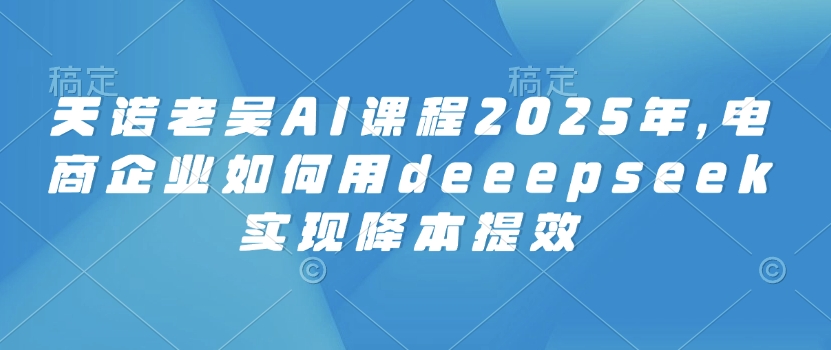 天诺老吴AI课程2025年，电商企业如何用deeepseek实现降本提效-创领云聚
