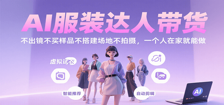 AI服装达人带货，不出镜不买样品不搭建场地不拍摄，一个人在家就能做-创领云聚