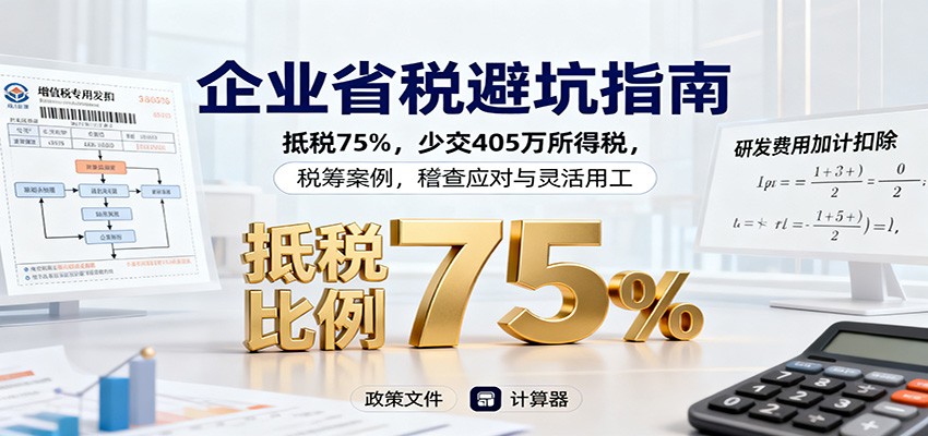 企业省税避坑指南：抵税75%，少交405万所得税，税筹案例，稽查应对与灵活用工-创领云聚