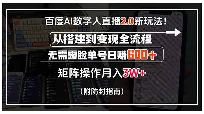 百度AI数字人直播2.0新玩法！从搭建到变现全流程，无需露脸单号日赚600...-创领云聚