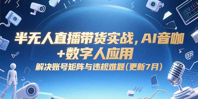 半无人直播带货实战，AI音咖+数字人应用 解决账号矩阵与违规难题(更新7月-创领云聚