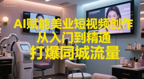 AI赋能美业短视频创作，从入门到精通，打爆同城流量，超级AI工具短视频实操落地-创领云聚