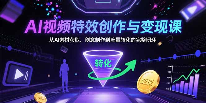 AI视频特效创作与变现课：从AI素材获取、创意制作到流量转化的完整闭环-创领云聚