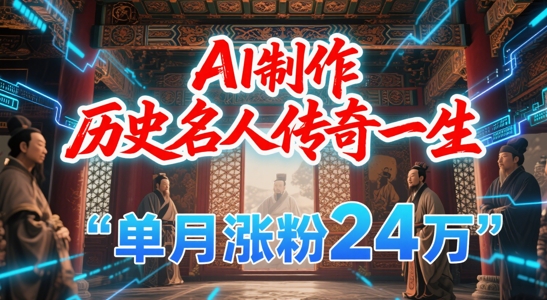 暴力起号！用AI制作历史名人传奇一生，单月涨粉24W，涨粉+变现赛道黑马来了-创领云聚