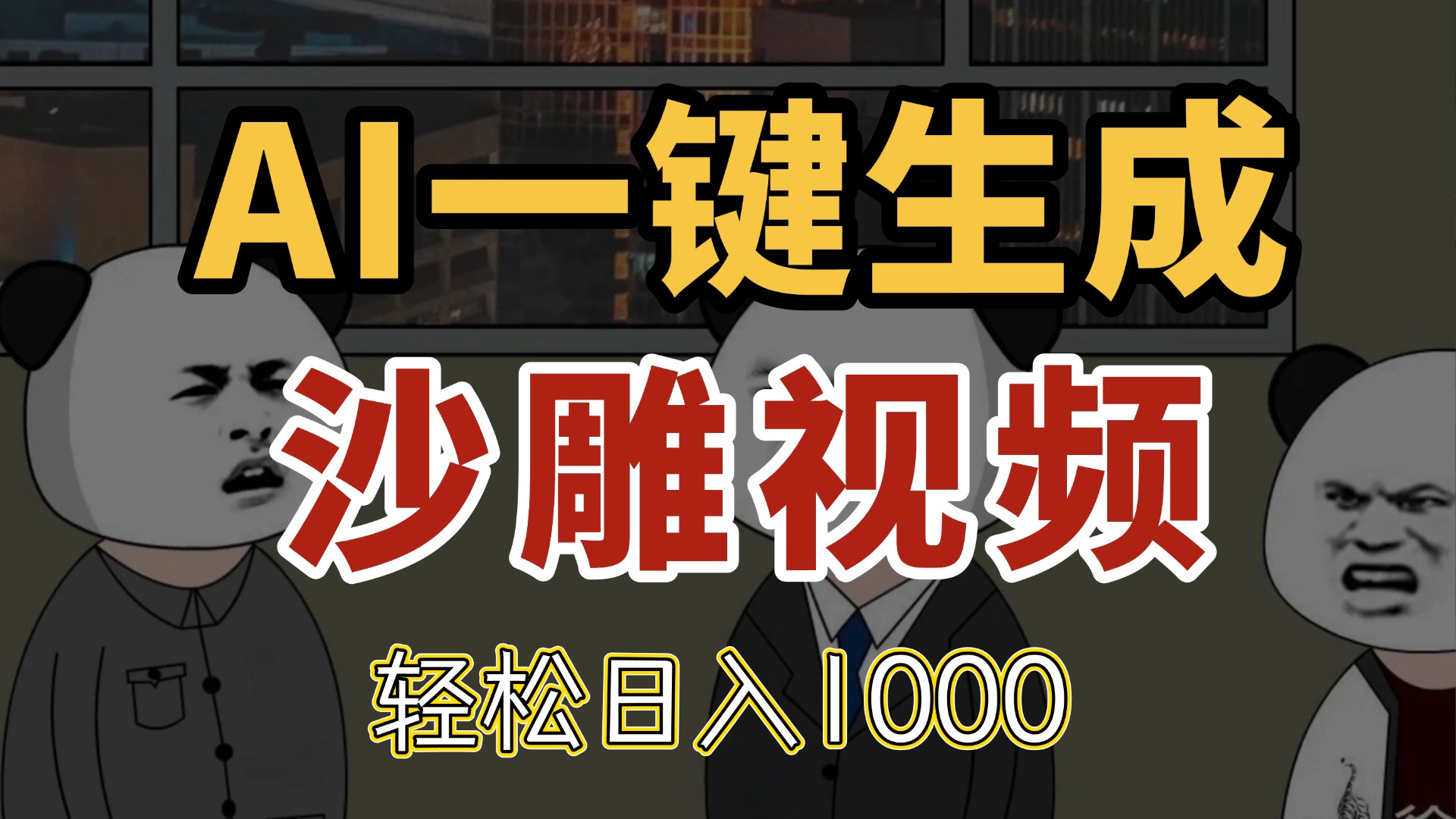AI一键生成沙雕视频，一条视频千万播放，轻松日入1000-创领云聚