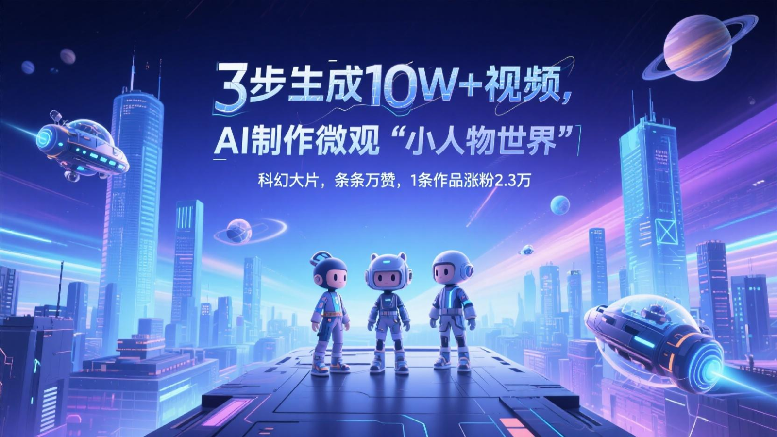 三步生成10W+视频，AI制作微观“小人物世界”科幻大片，条条万赞，1条作品涨粉2.3万-创领云聚
