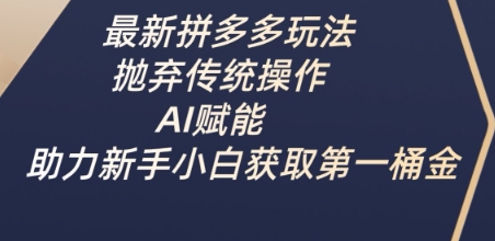 最新拼多多玩法，抛弃传统操作，AI赋能，助力新手小白获取第一桶金-创领云聚