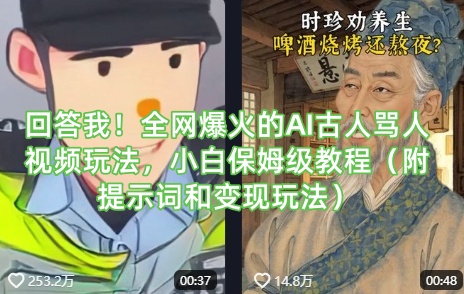 回答我！全网爆火的AI古人骂人视频玩法，小白保姆级教程(附提示词和变现玩法)-创领云聚