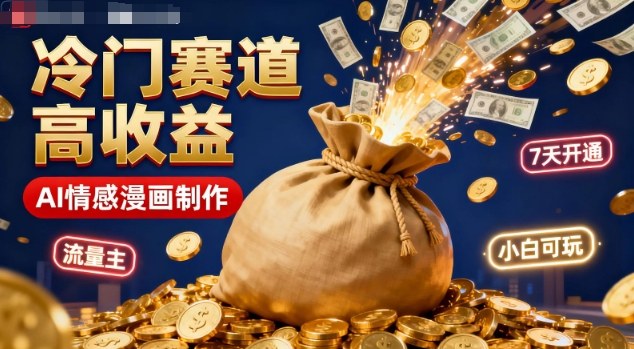 公众号冷门赛道，用AI做情感漫画，7天开通流量主，操作简单，小白可玩-创领云聚