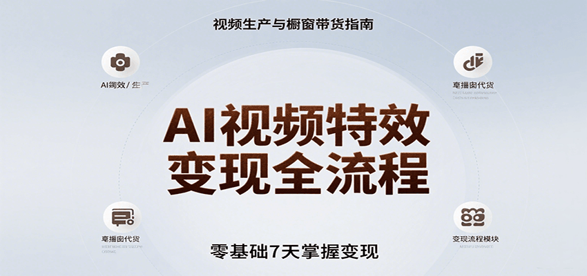 AI视频特效变现全流程，零基础7天掌握视频生产到橱窗带货变现-创领云聚