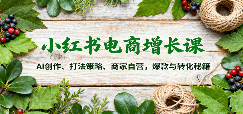 小红书电商增长课：AI创作、打法策略、商家自营，爆款与转化秘籍-创领云聚