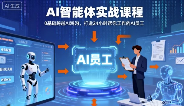 Ai智能体实战课程，0基础跨越Ai鸿沟，打造24小时帮你工作的Ai员工，打破常规，以实战定义Ai-创领云聚