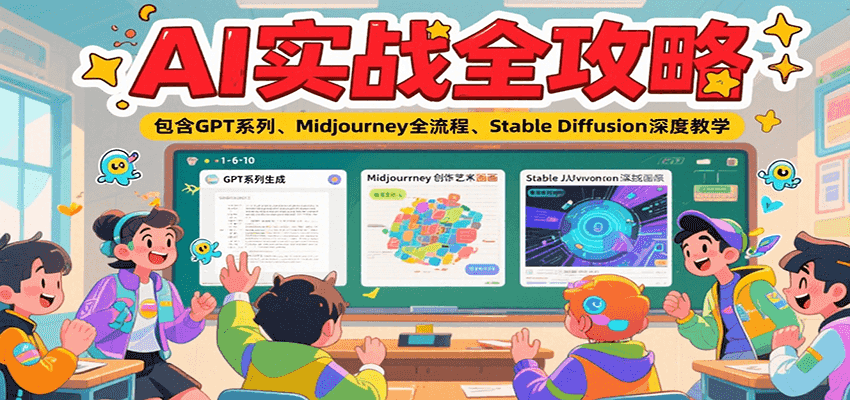 AI实战全攻略，包含GPT系列、Midjourney全流程、Stable Diffusion深度教学-创领云聚