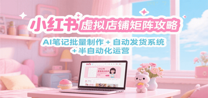 小红书虚拟店铺矩阵攻略：AI笔记批量制作 + 自动发货系统 + 半自动化运营-创领云聚
