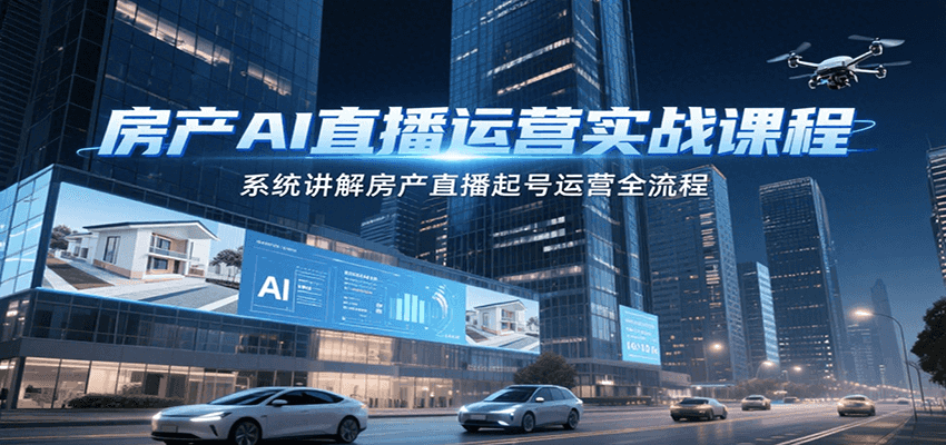 房产AI直播运营实战课程，系统讲解房产直播起号运营全流程-创领云聚