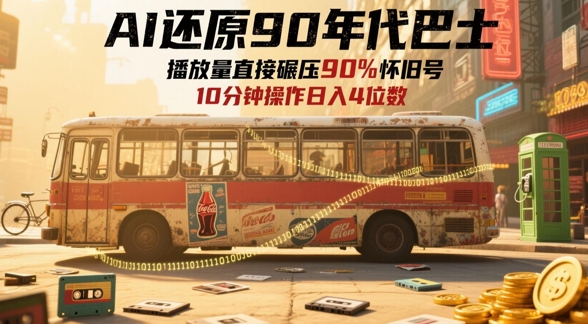 AI还原90年代巴士，一帧就让70后泪崩，播放量直接碾压90%怀旧号，每天操作十分钟，日入四位数-创领云聚