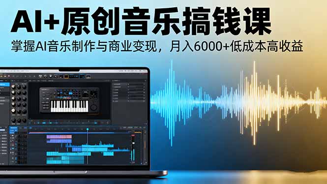 AI+原创音乐搞钱课：掌握AI音乐制作与商业变现，月入6000+低成本高收益-创领云聚