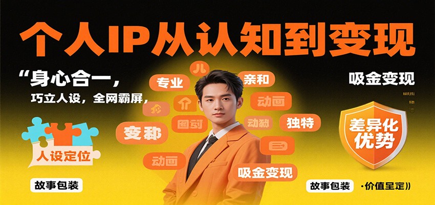 个人IP从认知到变现，身心合一，巧立人设，全网霸屏，吸金变现-创领云聚