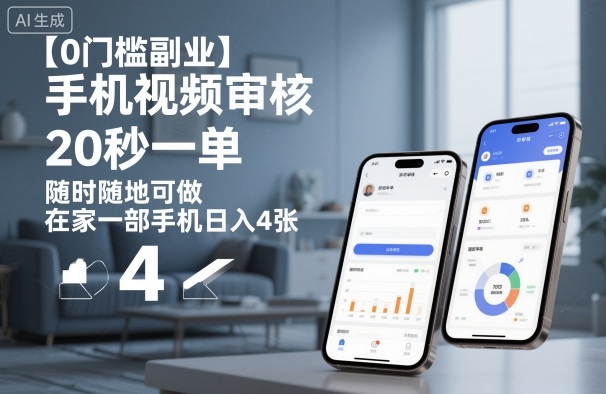 【0门槛副业】手机视频审核，20秒一单，随时随地可做，在家一部手机日入4张【揭秘】-创领云聚