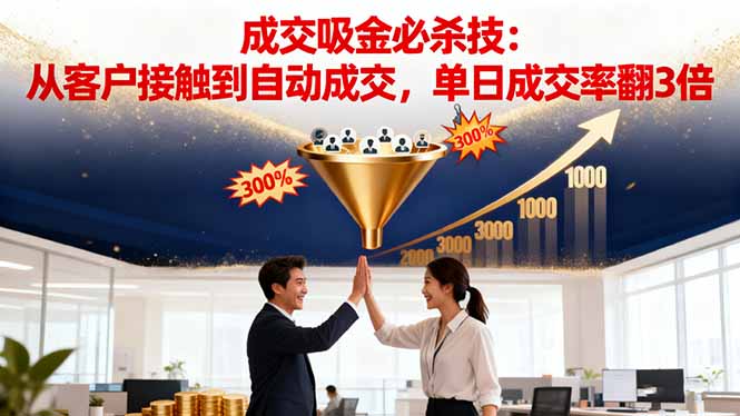 吸金成交营销必杀技：从客户接触到自动成交，单日成交率翻3倍-创领云聚