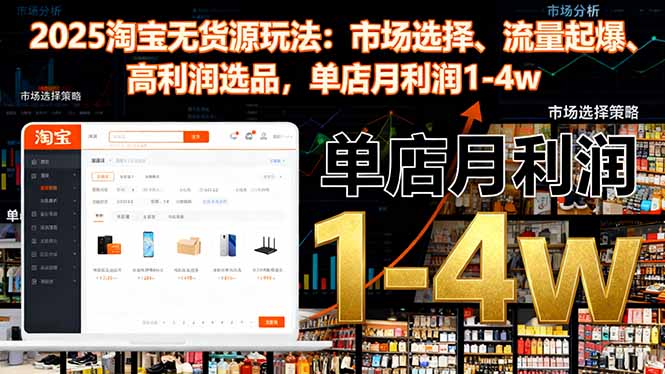 2025淘宝无货源玩法：市场选择、流量起爆、高利润选品，单店月利润1-4w-创领云聚