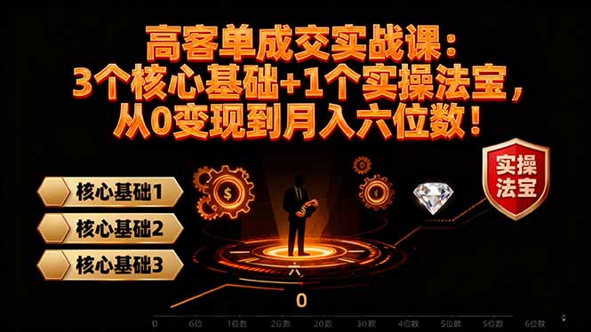 高 客单成交实战课：3个核心基础+1个实操法宝，从0变现到月入六位数！-创领云聚