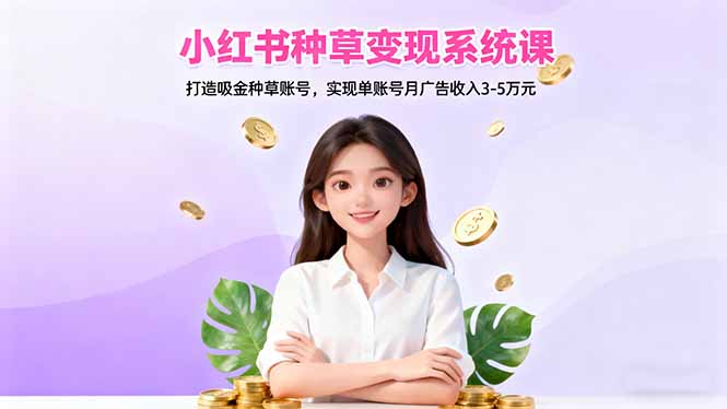 小红书种草变现系统课：打造吸金种草账号，实现单账号月广告收入3-5万元-创领云聚