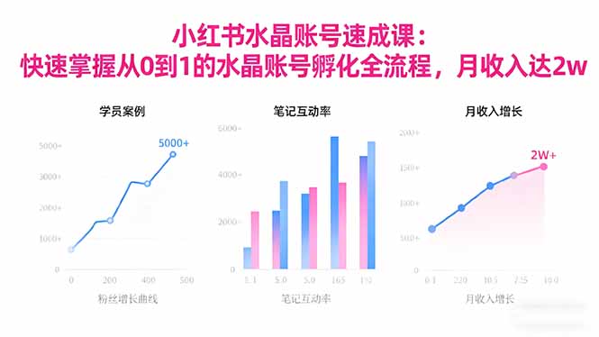 2025小红书水晶账号速成课:快速掌握从0-1水晶账号孵化全流程,月收入达2w-创领云聚