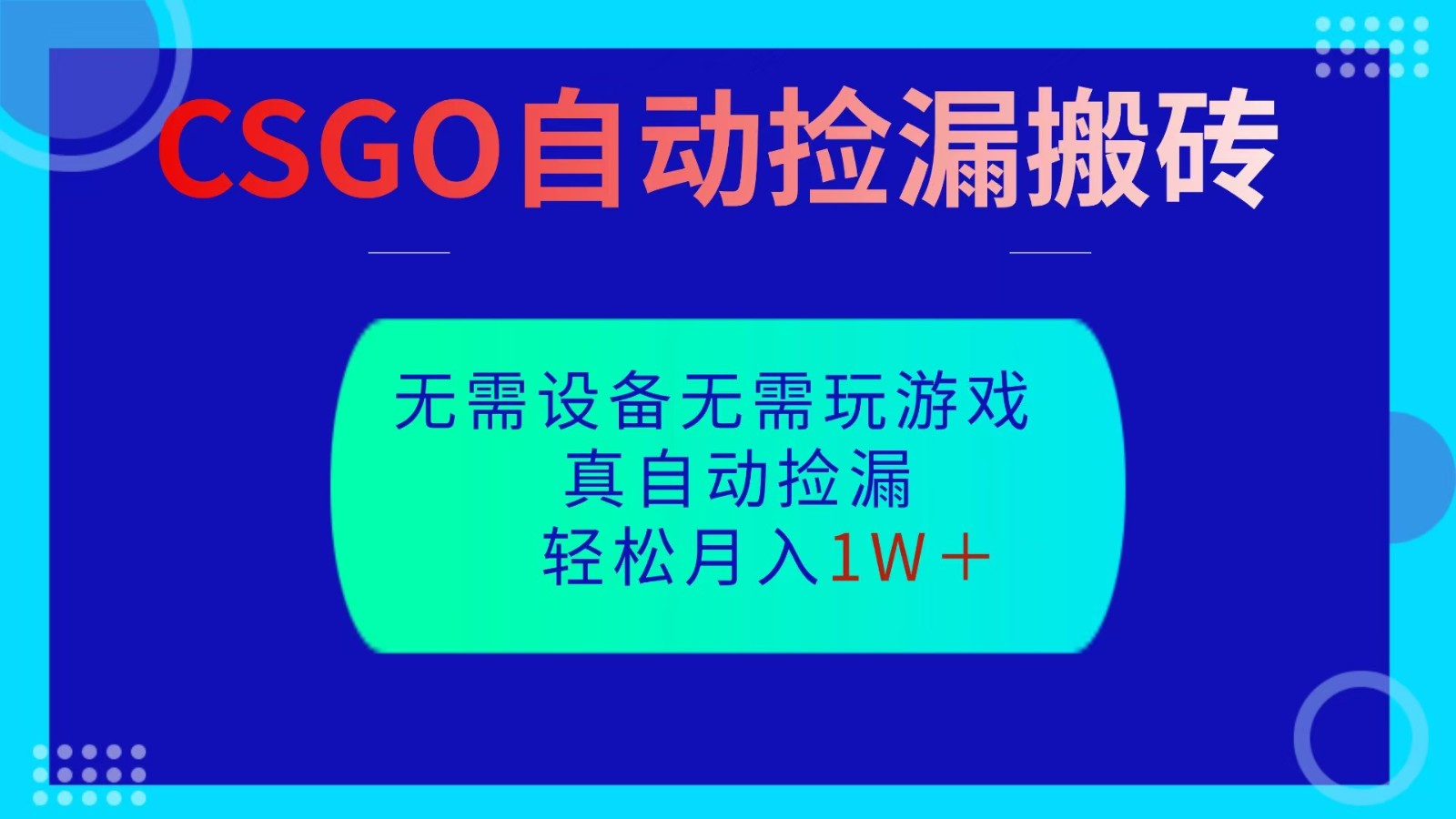 CSGO自动捡漏搬砖,当天操作当天见结果,无需了解游戏,包教包会包落地-创领云聚