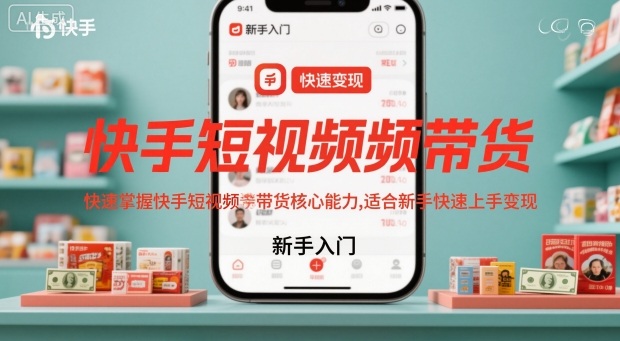 快手短视频带货，快速掌握快手短视频带货核心能力，适合新手快速上手变现-创领云聚