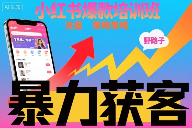 小红书爆款培训班，小红书获客野路子流量打法，暴力持续获客-创领云聚
