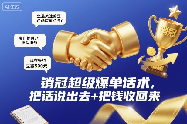 销冠超级爆单话术，把话说出去+把钱收回来-创领云聚