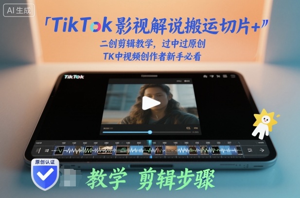 TikTok影视解说搬运切片+二创剪辑教学，过中过原创，TK中视频创作者新手必看-创领云聚