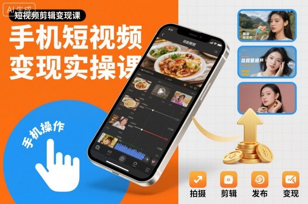 手机短视频变现实操课，短视频剪辑变现课-创领云聚