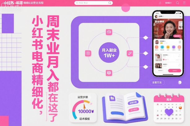 小红书电商精细化运营全流程，周末副业月入1W+，全套方法都在这了-创领云聚