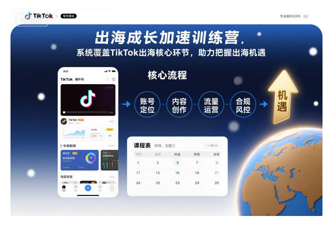 出海成长加速训练营，系统覆盖TikTok出海核心环节，助力把握出海机遇(更新)-创领云聚