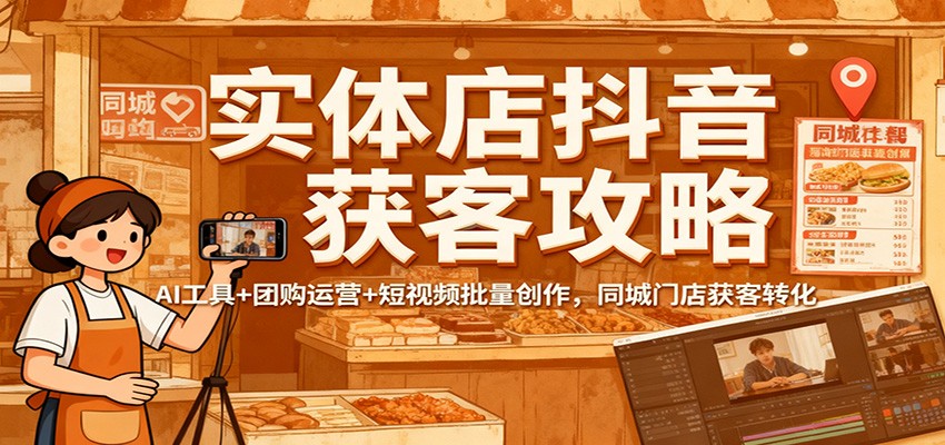 实体店抖音获客攻略：AI工具+团购运营+短视频批量创作，同城门店获客转化-创领云聚