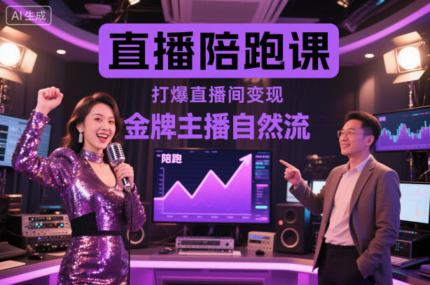 直播陪跑课，金牌主播自然流打爆直播间，复制高变现玩法-创领云聚