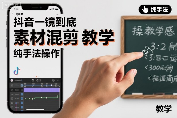 抖音一镜到底素材混剪教学，纯手法操作-创领云聚