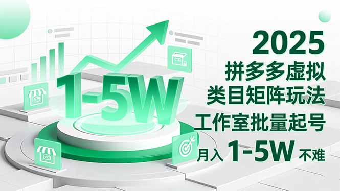 2025 拼多多虚拟类目矩阵玩法，工作室批量起号，月入 1-5W 不难-创领云聚