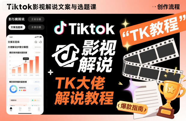 Tiktok影视解说文案与选题课，TK大佬影视解说教程-创领云聚