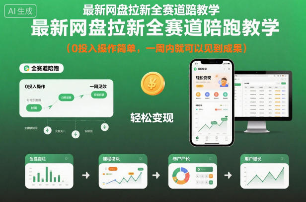 最新网盘拉新全赛道陪跑教学，0投入操作简单，一周内就可以见到成果-创领云聚