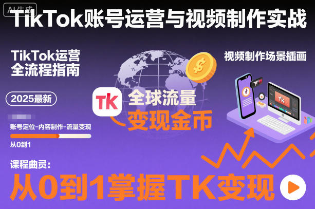 2025最新TikTok账号运营与视频制作实战全流程，从0到1掌握TK变现(含11月最新TK搬运技术)-创领云聚