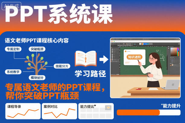 PPT系统课，专属语文老师的PPT课程，帮你突破PPT瓶颈-创领云聚